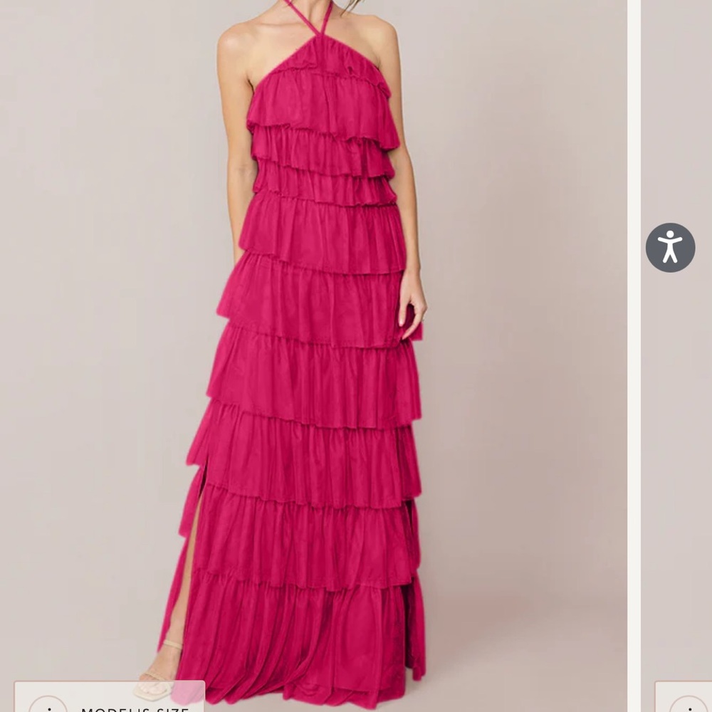 NWT Petite Revelry Carrie Tulle Bridesmaid Dress- Hot Pink